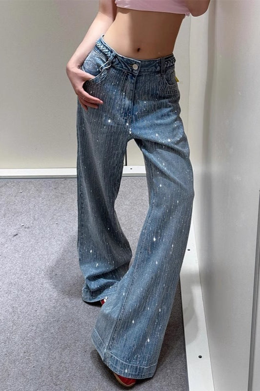 Jean en denim orné de strass