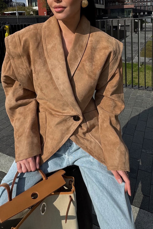 Manteau blazer rembourré aspect daim