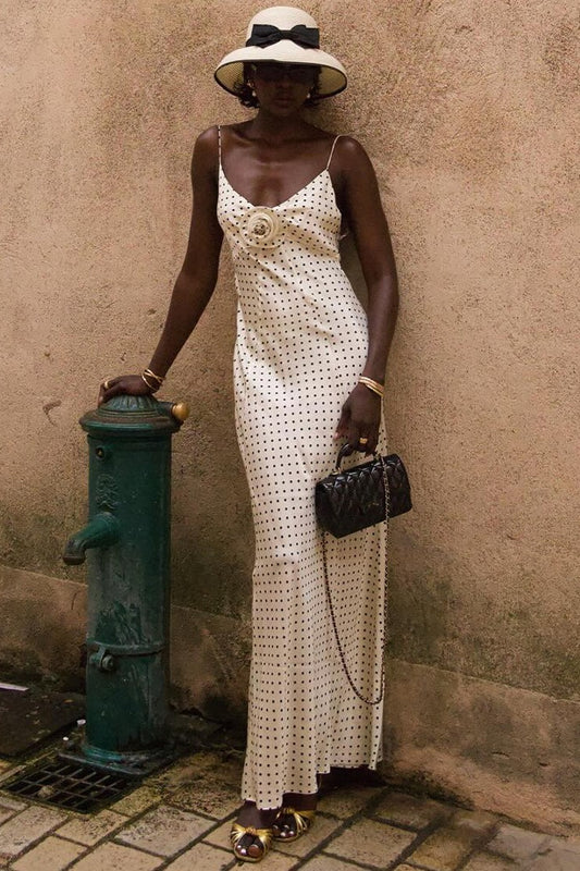 Robe longue moulante dos nu imprimée