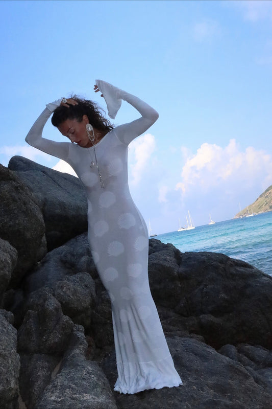 Robe bohème sexy à manches évasées et sirène