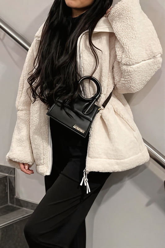 Hooded Teddy Zip Front Coat