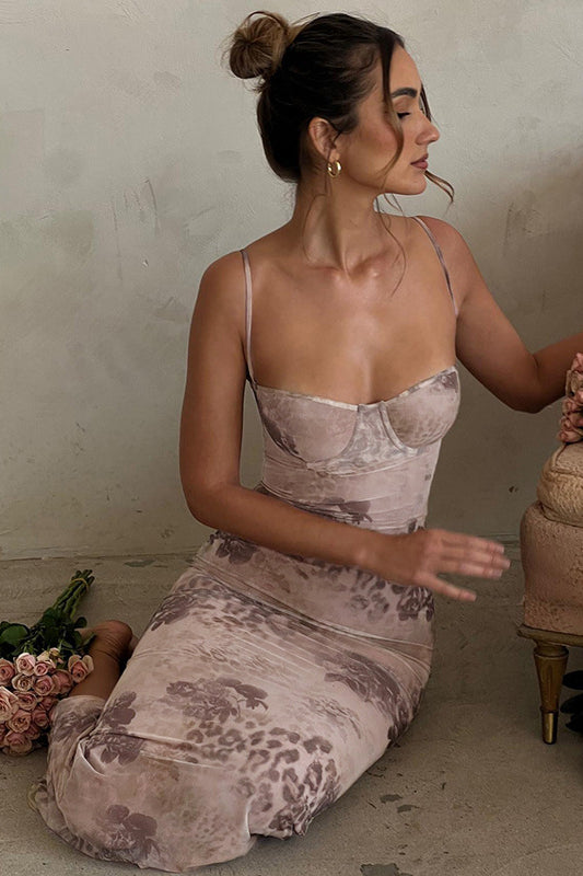 Robe longue sexy à imprimé slim fit