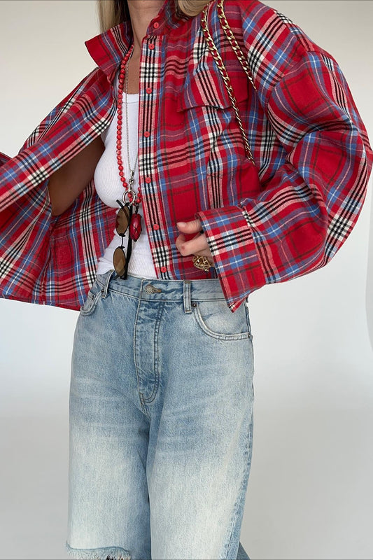 Veste à manches longues à carreaux vintage