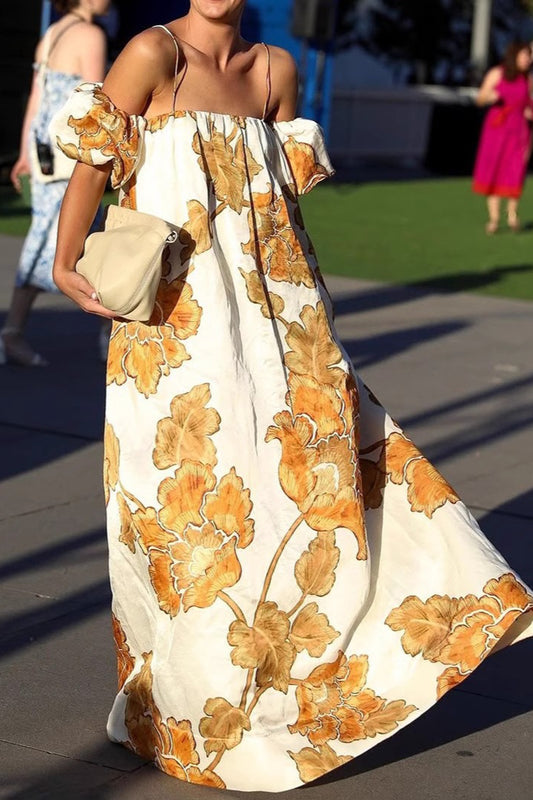 Robe longue de vacances sans manches à imprimé floral