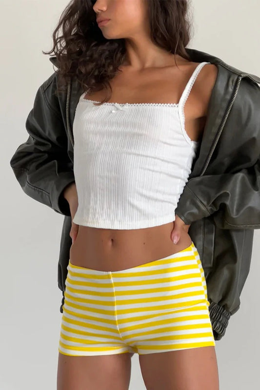 Casual Chic Stripe Skinny Low Waist Shorts