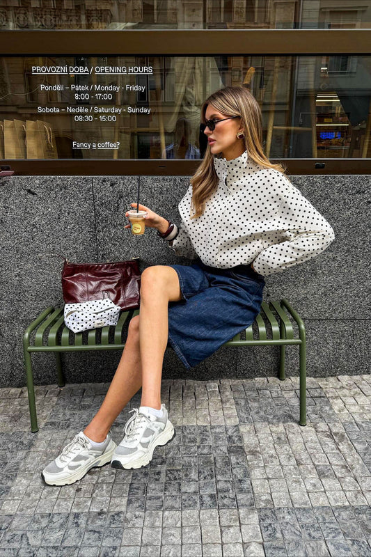 Veste bomber à pois avec cordon de serrage