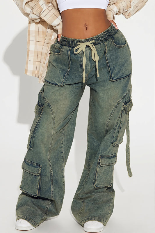 Retro Multi Pocket Cargo Jeans