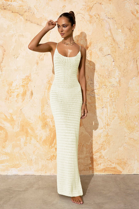 Robe bohème en tricot uni