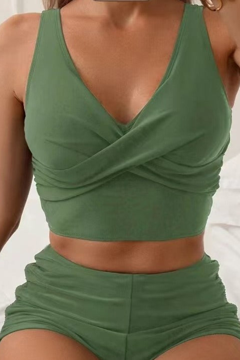 Ensemble de bain deux pièces bikini à bretelles croisées style vacances