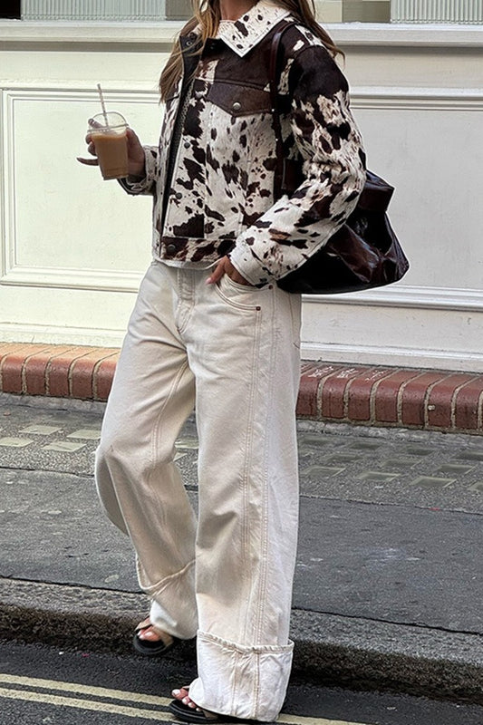 Manteau court à imprimé asymétrique tendance