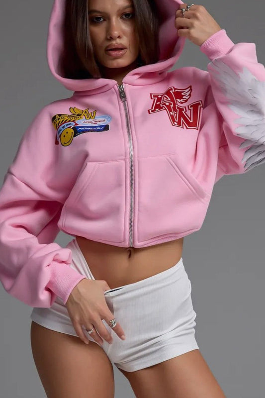 Sweat à capuche zippé avec motif moto