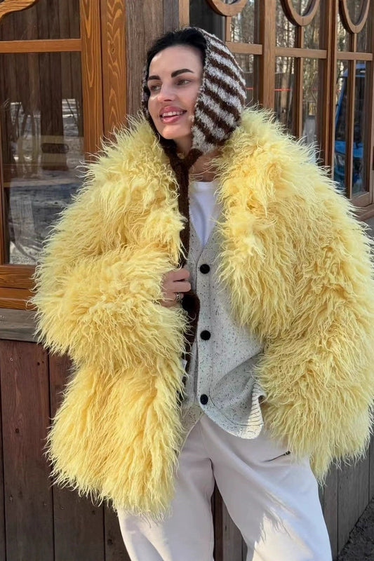 Plush Faux Animal Fur Thickened Warm Loose Coat