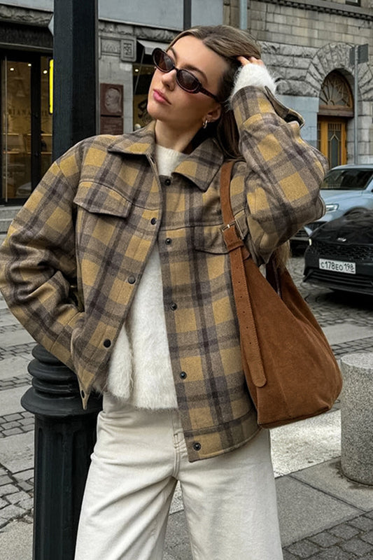 Manteau ample en laine à carreaux vintage