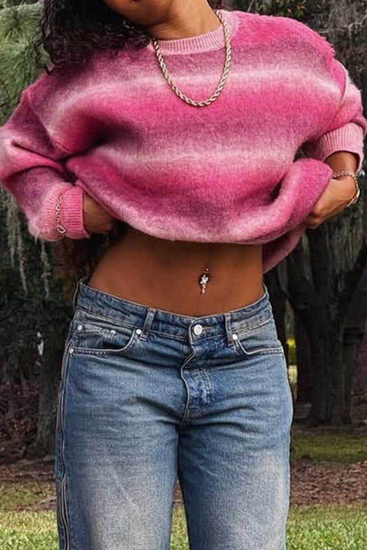Ombre Crew Neck Relaxed Sweater