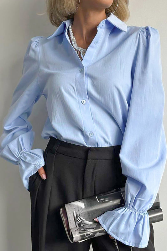 Chemisier uni élégant et simple à manches cloche