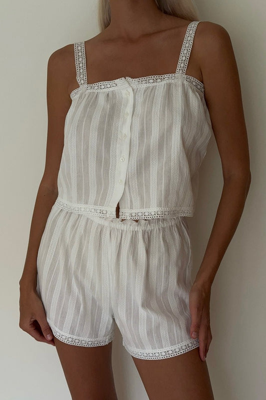 Fashion Cotton Cami Shorts Two Piece Set