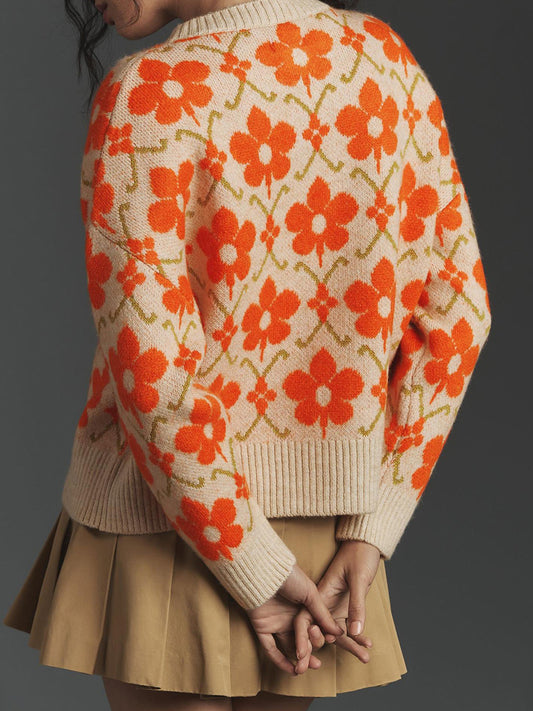 Cardigan jacquard à manches longues