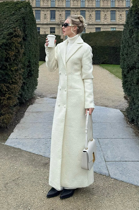 Solid Color Slim Fit Long Elegant Tailored Overcoat