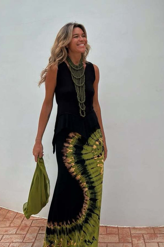 Robe longue slim à imprimé floral et dos nu