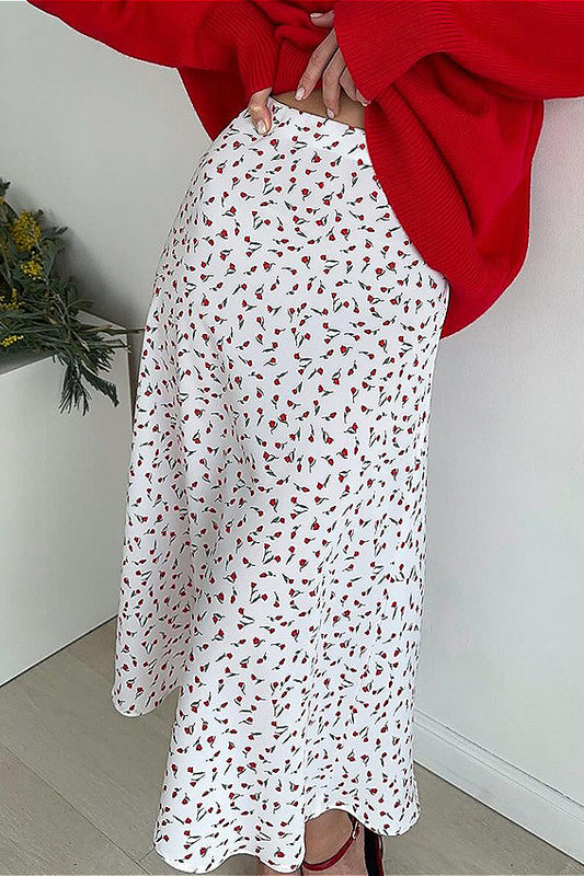 Jupe queue de poisson taille haute à imprimé floral