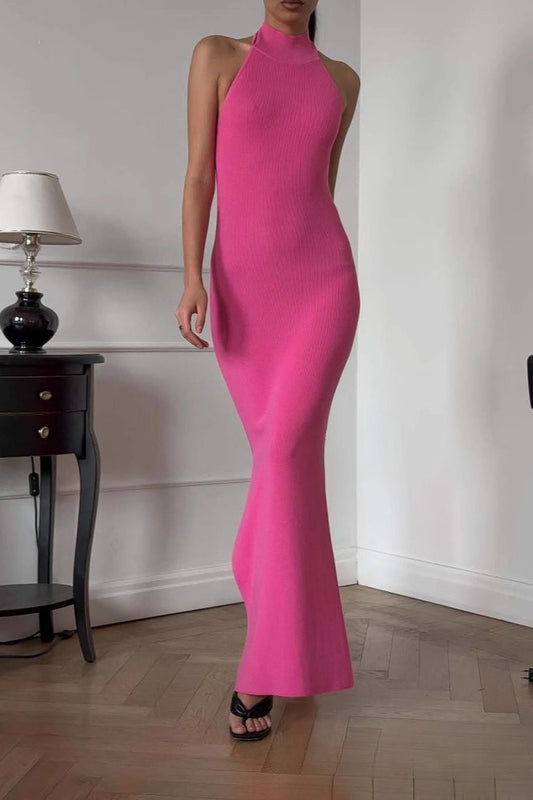 Robe longue moulante sexy à dos nu