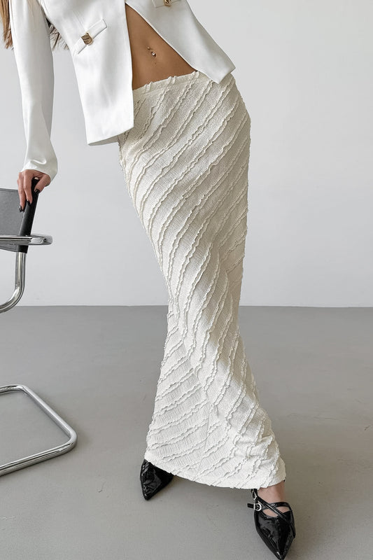 Jupe midi fendue taille haute avec bordure en dentelle