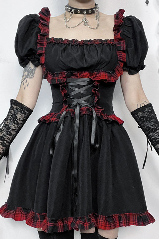 Robe gothique à carreaux de style rock