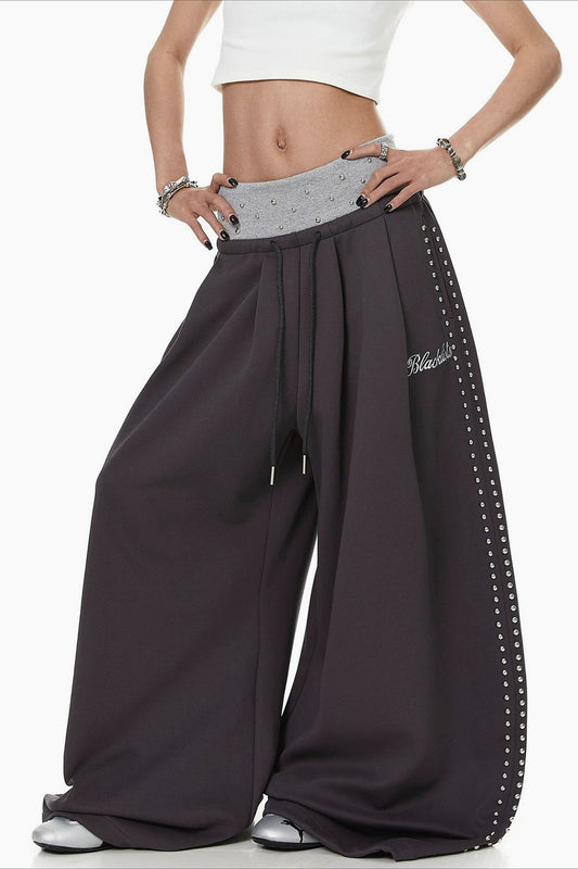 Studded Side Barrel Leg Pants