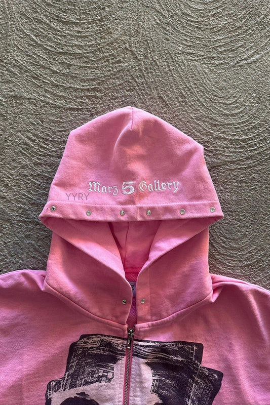 Sweat à capuche imprimé strass style urbain