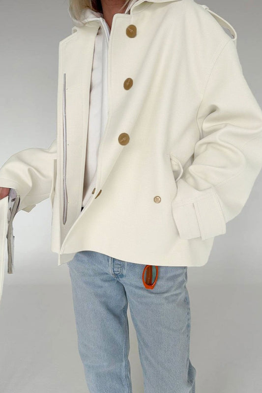 Veste drapée en faux daim à revers