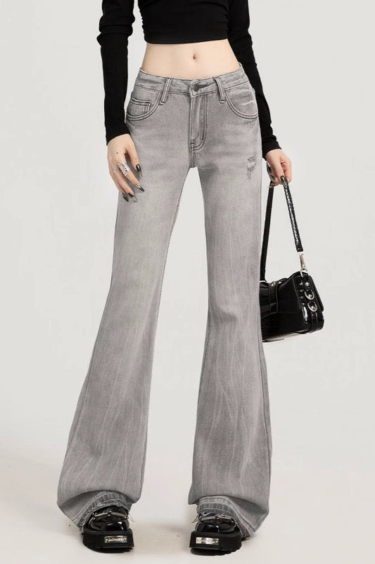 Smoky Gray Slim Bootcut Versatile Jeans