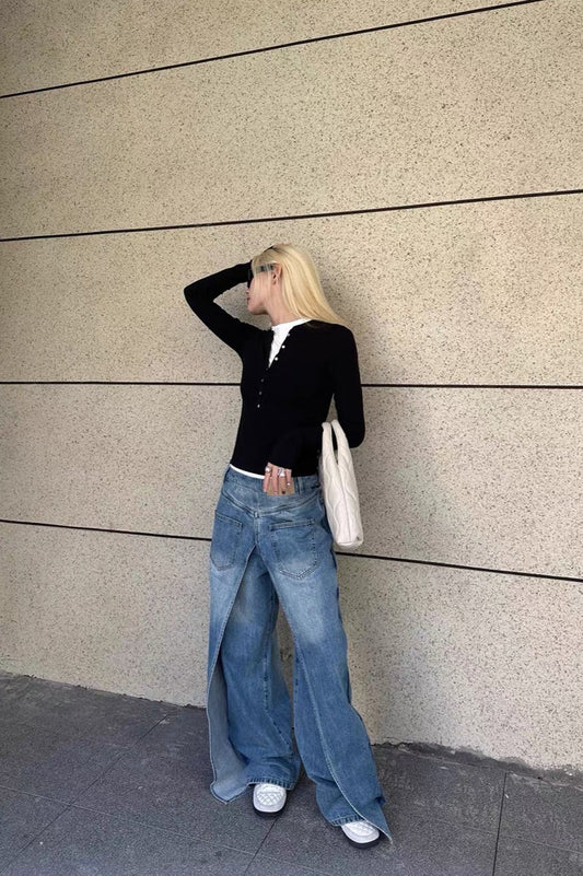 Jean déconstruit délavé vintage