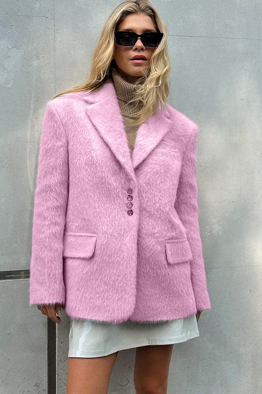 Blazer à manches longues en fausse fourrure