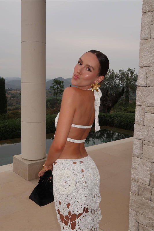 Robe bohème slim dos nu à col licou