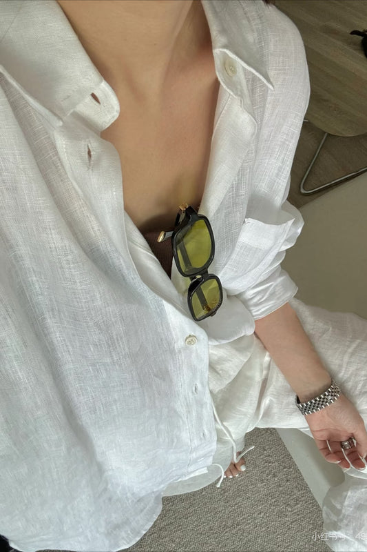 Chemisier ample à manches longues en lin