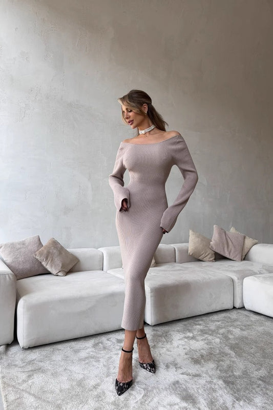 Robe longue ajustée à nœud froncé