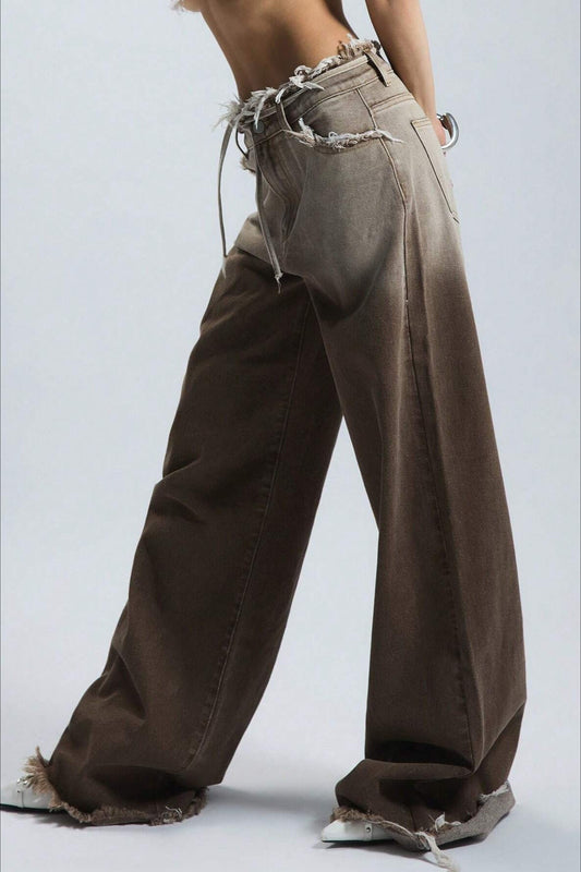 Jean droit taille basse ombré