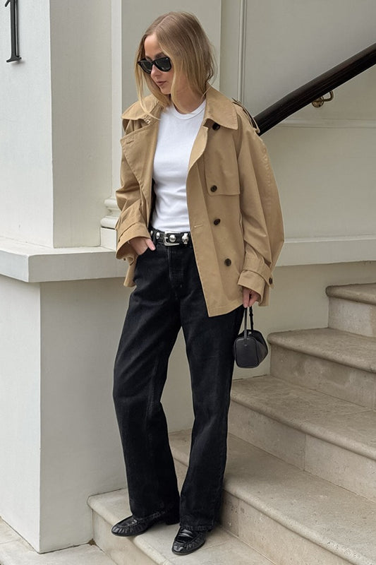 Veste chic à col trench kaki