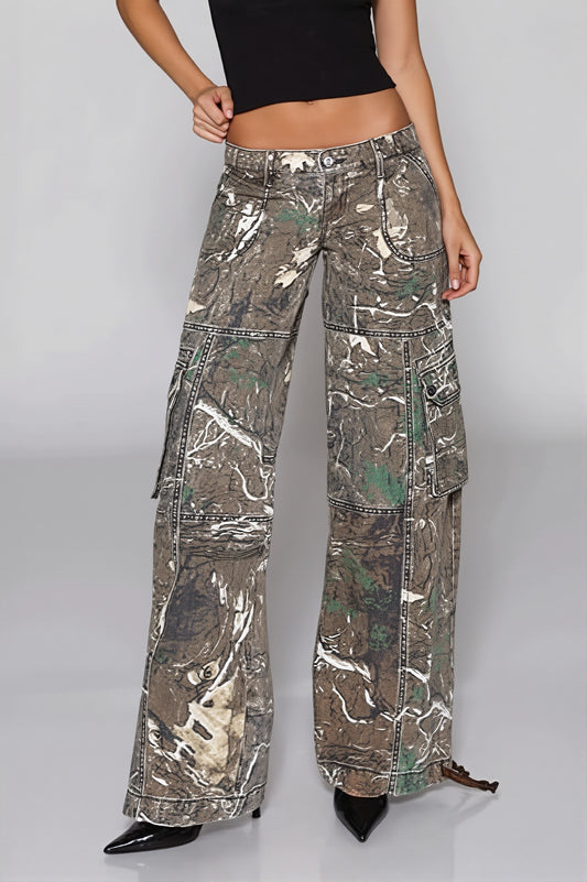 Camouflage Utility Pocket Cargo Jeans