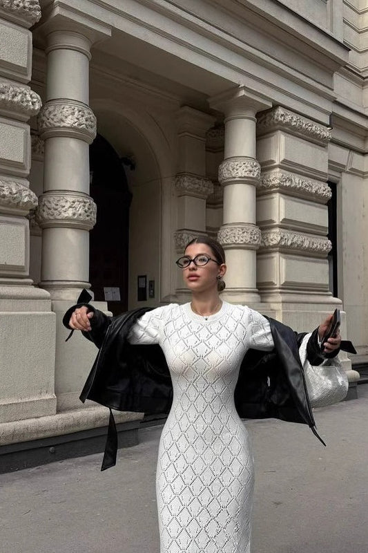 Robe longue ajustée à manches longues