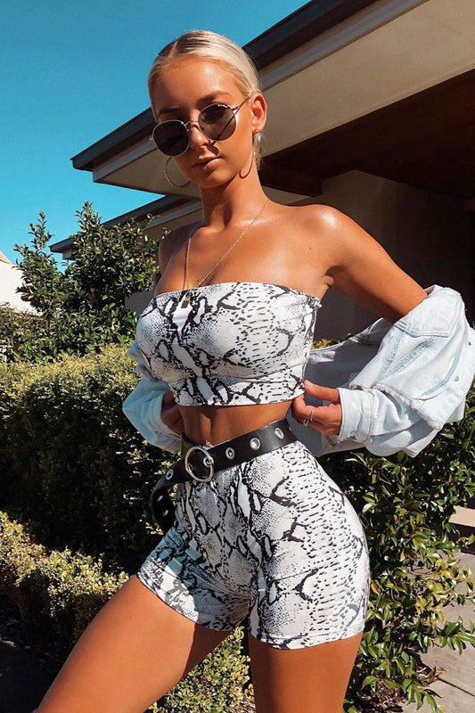 Ensemble de bain deux pièces bikini bandeau à imprimé serpent