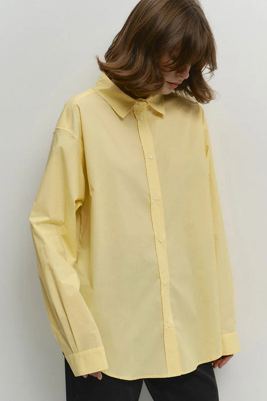 Yellow Cotton Button-Up Blouse