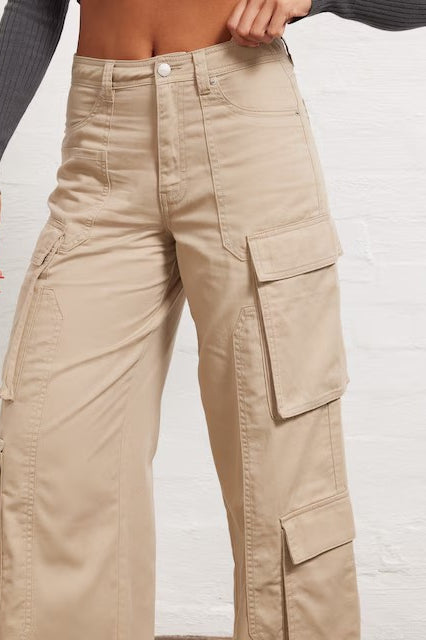 Pantalon cargo américain vintage à taille haute et jambe droite