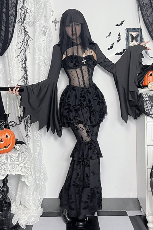 Robe gothique en maille sombre pour Halloween