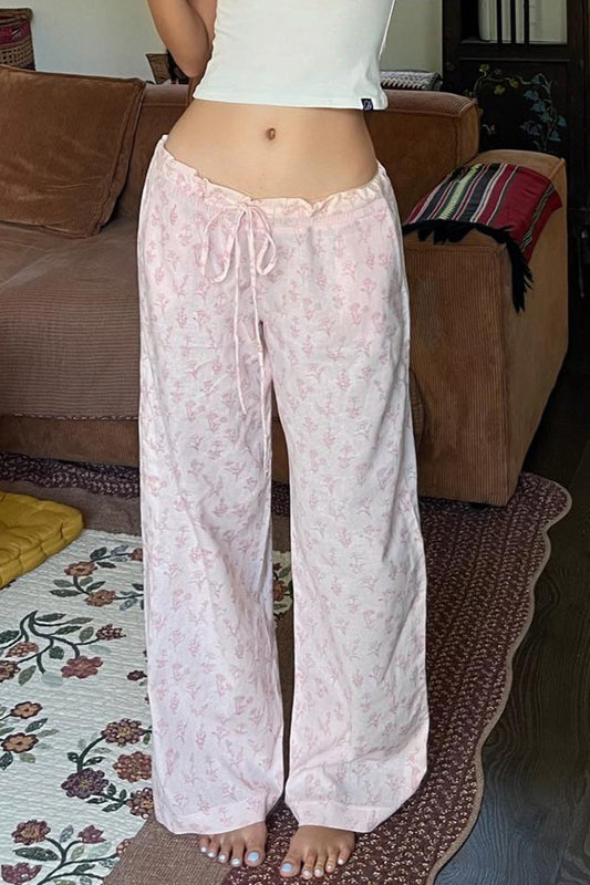 Vintage Floral Wide-Leg Pants