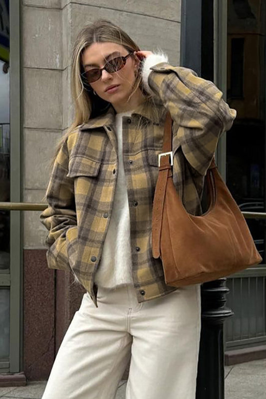 Manteau ample en laine à carreaux vintage