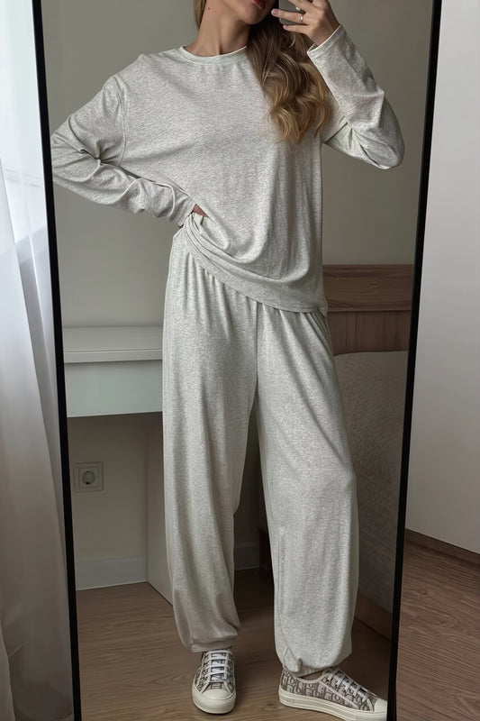Relaxed Crew Neck Harem Pants Set