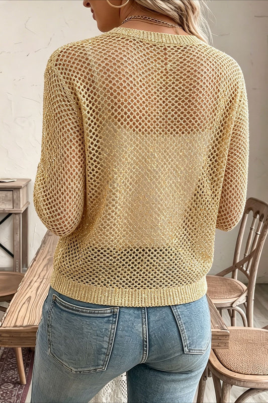 Openwork Mesh Open Front Cardigans