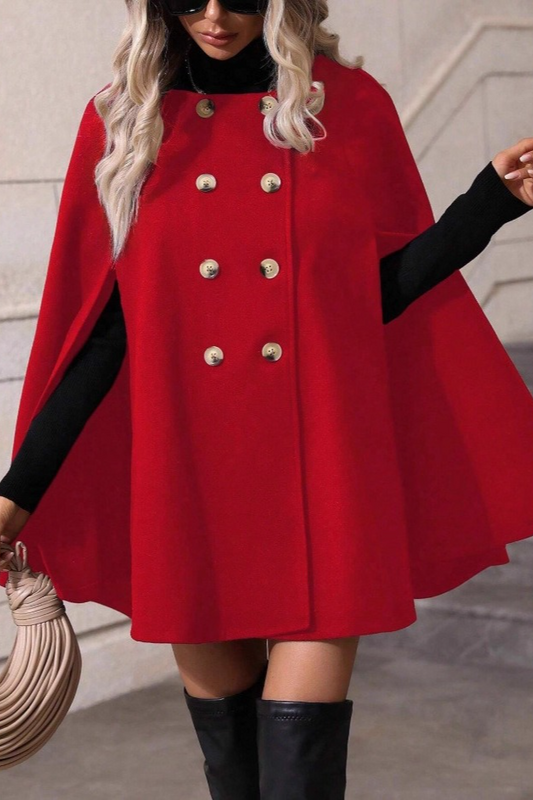 Elegant Double Breasted Loose Slim Wool Mid Length Outerwear