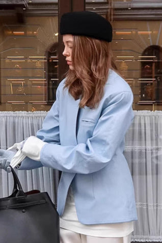 Blazer bleu décontracté de rue